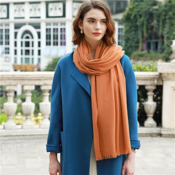 Women Pashmina Shawl Wraps for Party Orange - Picture 5 of 6